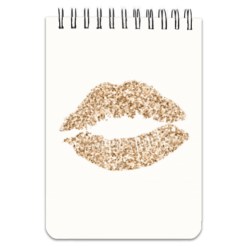 Gold glitter effect lips - personalised A4, A5, A6 notebook by Cheryl Boland