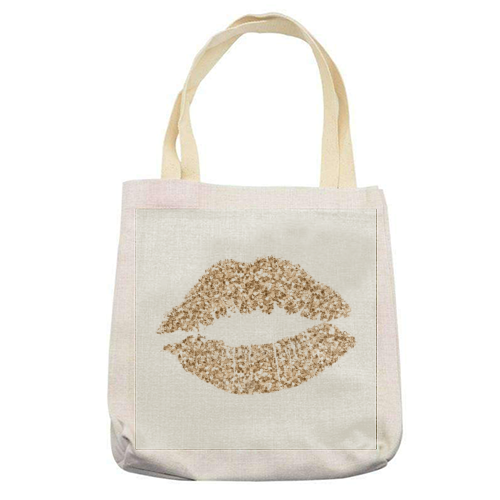 Gold glitter effect lips - printed tote bag by Cheryl Boland