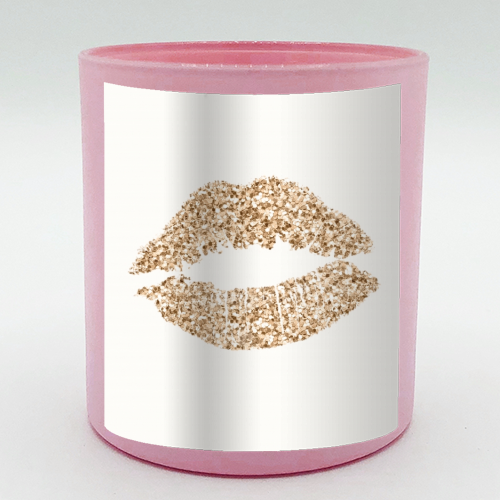 Gold glitter effect lips - scented candle by Cheryl Boland