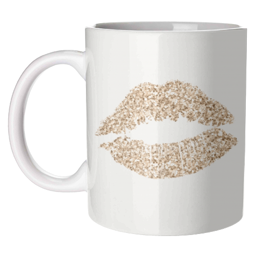 Gold glitter effect lips - unique mug by Cheryl Boland