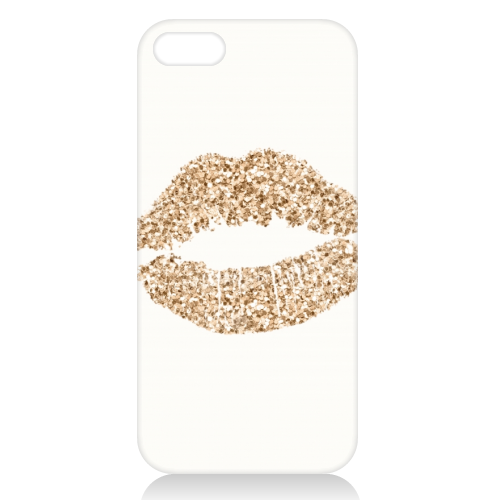 Gold glitter effect lips - unique phone case by Cheryl Boland