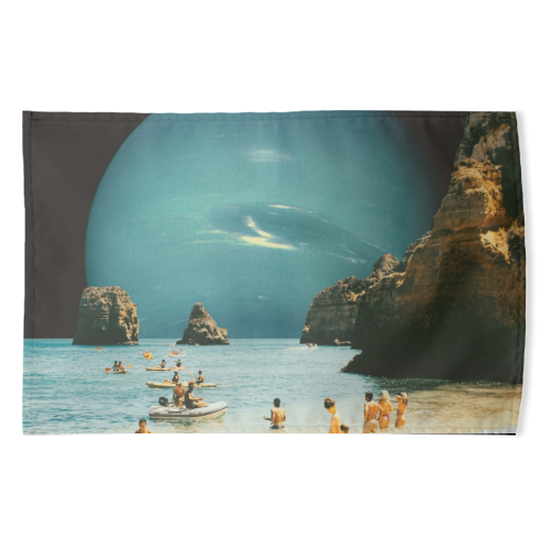 Space Beach - funny tea towel by taudalpoi
