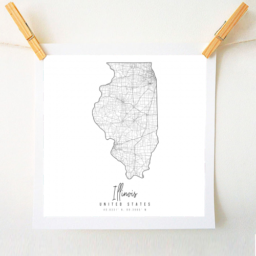 Illinois Minimal Street Map - A1 - A4 art print by Toni Scott