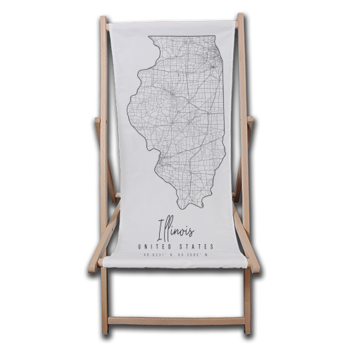 Illinois Minimal Street Map - canvas deck chair by Toni Scott