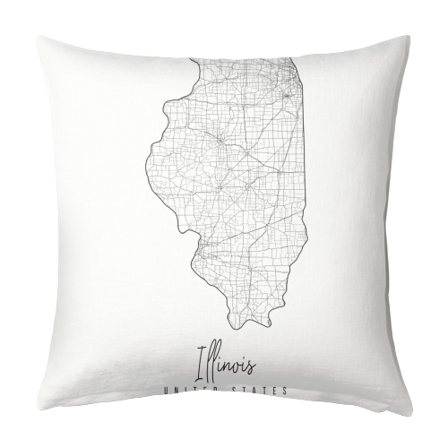 Illinois Minimal Street Map - designed cushion by Toni Scott