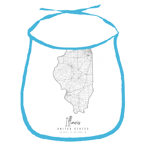Illinois Minimal Street Map - funny baby bib by Toni Scott