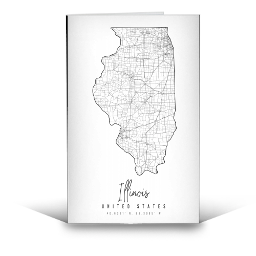 Illinois Minimal Street Map - funny greeting card by Toni Scott
