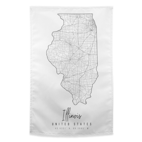 Illinois Minimal Street Map - funny tea towel by Toni Scott