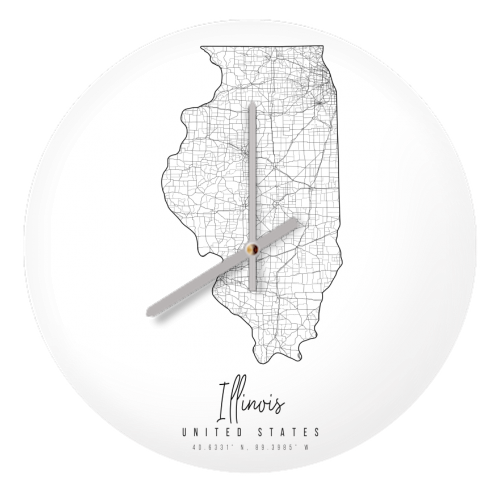 Illinois Minimal Street Map - quirky wall clock by Toni Scott