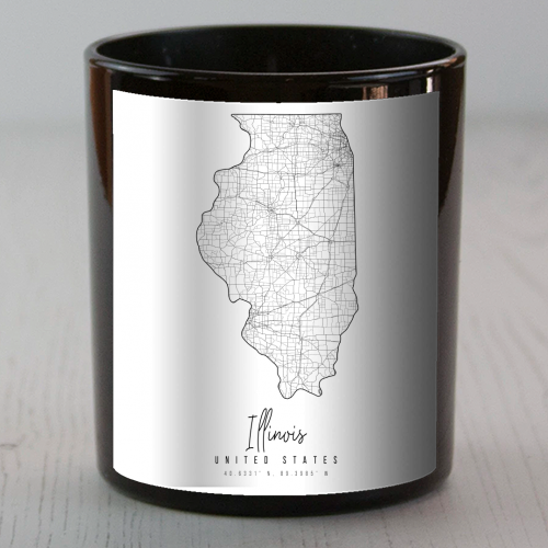 Illinois Minimal Street Map - scented candle by Toni Scott