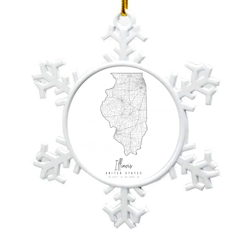 Illinois Minimal Street Map - snowflake decoration by Toni Scott