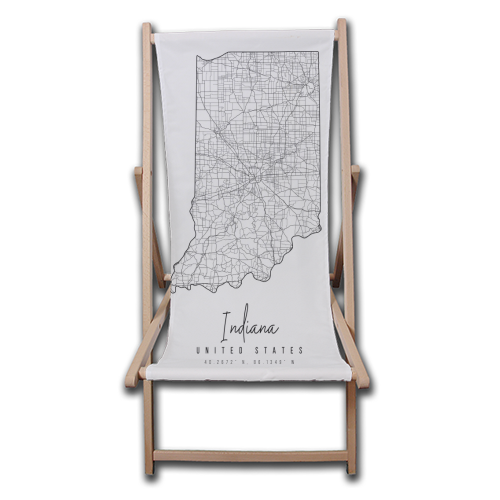 Indiana Minimal Street Map - canvas deck chair by Toni Scott