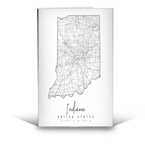 Indiana Minimal Street Map - funny greeting card by Toni Scott