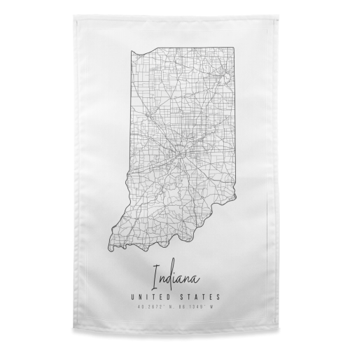 Indiana Minimal Street Map - funny tea towel by Toni Scott