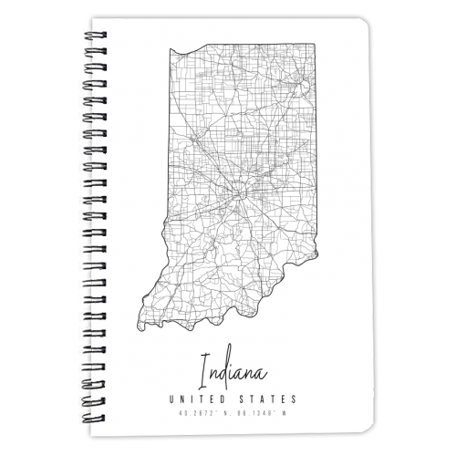 Indiana Minimal Street Map - personalised A4, A5, A6 notebook by Toni Scott