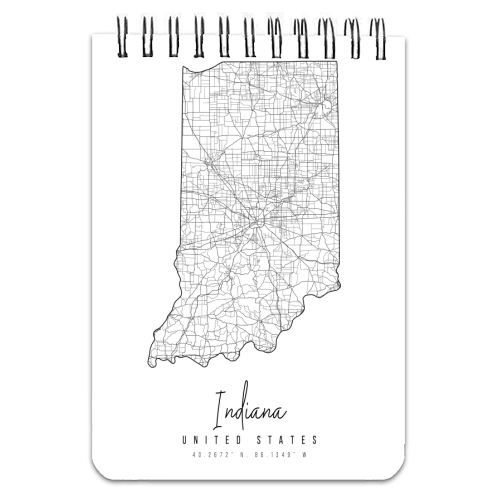 Indiana Minimal Street Map - personalised A4, A5, A6 notebook by Toni Scott