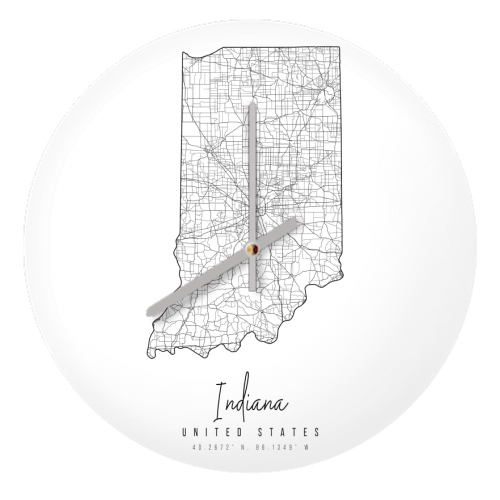 Indiana Minimal Street Map - quirky wall clock by Toni Scott