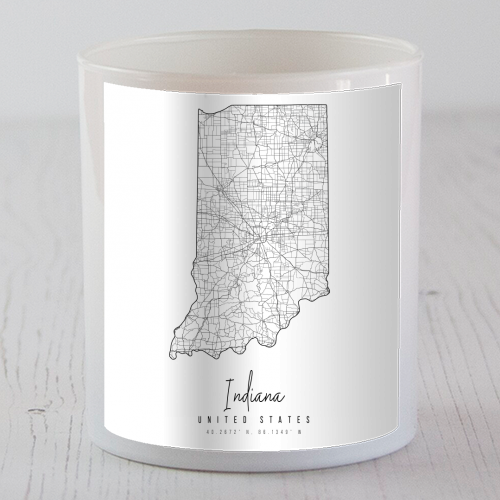 Indiana Minimal Street Map - scented candle by Toni Scott