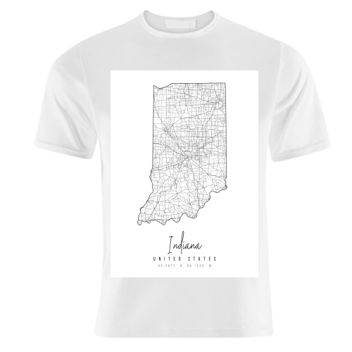 Indiana Minimal Street Map - unique t shirt by Toni Scott