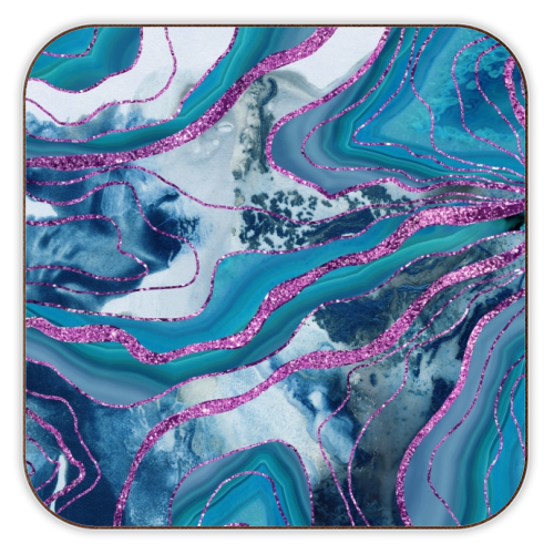 Liquid Marble Agate Glitter Glam #8 (Faux Glitter) #decor #art - personalised beer coaster by Anita Bella Jantz