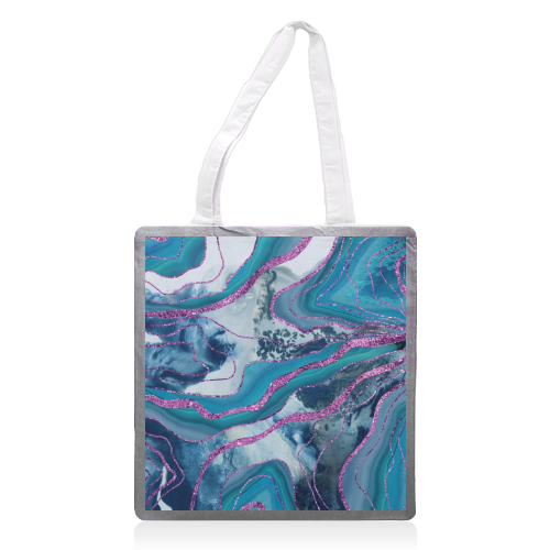 Liquid Marble Agate Glitter Glam #8 (Faux Glitter) #decor #art - printed tote bag by Anita Bella Jantz