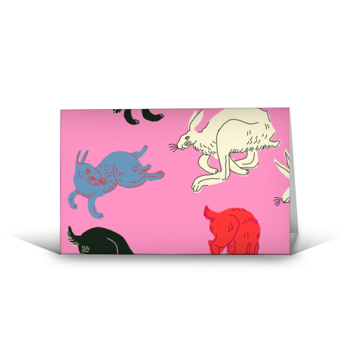 Rabbits (pink) - funny greeting card by Ezra W. Smith