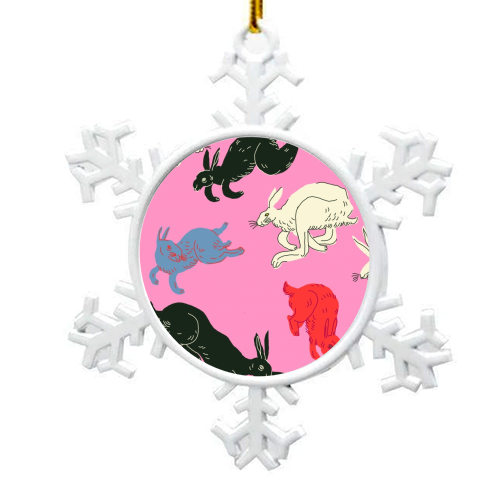 Rabbits (pink) - snowflake decoration by Ezra W. Smith