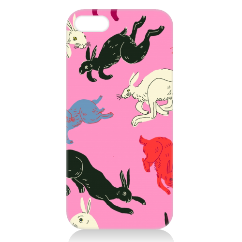 Rabbits (pink) - unique phone case by Ezra W. Smith