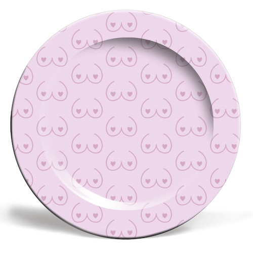 Flash your soul tits | pastel heart boobs print - ceramic dinner plate by OhMC!