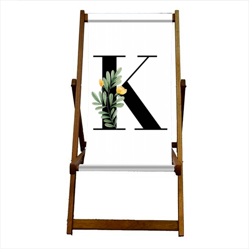 K Floral Letter Initial - canvas deck chair by Toni Scott