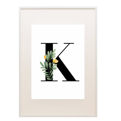 K Floral Letter Initial - framed poster print by Toni Scott