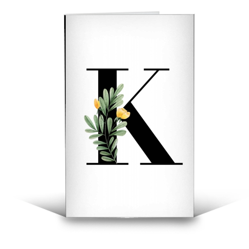 K Floral Letter Initial - funny greeting card by Toni Scott