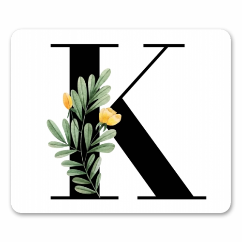 K Floral Letter Initial - funny mouse mat by Toni Scott