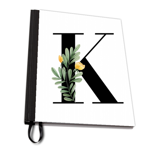 K Floral Letter Initial - personalised A4, A5, A6 notebook by Toni Scott