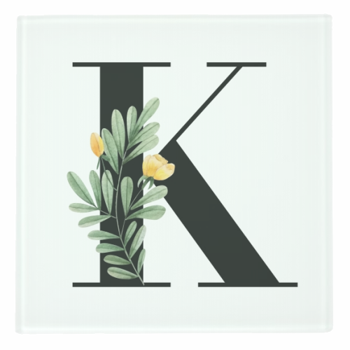 K Floral Letter Initial - personalised beer coaster by Toni Scott