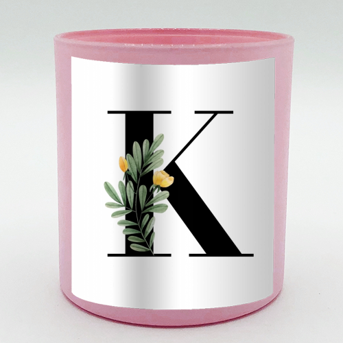 K Floral Letter Initial - scented candle by Toni Scott