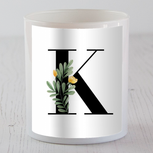 K Floral Letter Initial - scented candle by Toni Scott