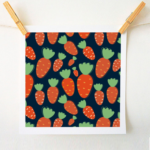 Carrots pattern - A1 - A4 art print by Ania Wieclaw