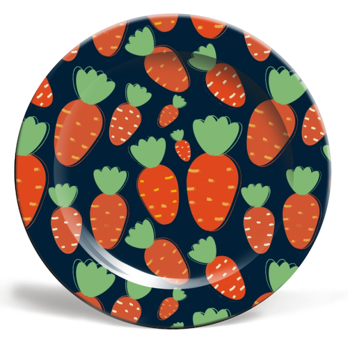 Carrots pattern - ceramic dinner plate by Ania Wieclaw