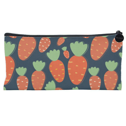 Carrots pattern - flat pencil case by Ania Wieclaw