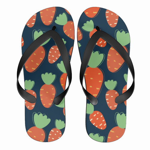 Carrots pattern - funny flip flops by Ania Wieclaw