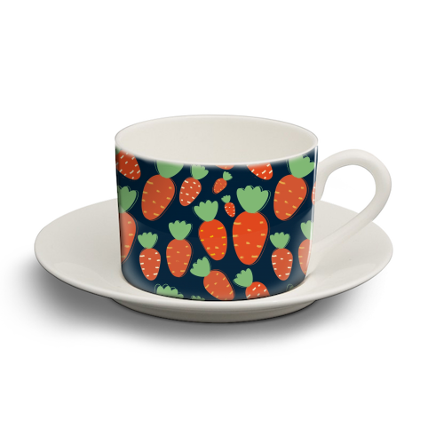 Carrots pattern - personalised cup and saucer by Ania Wieclaw