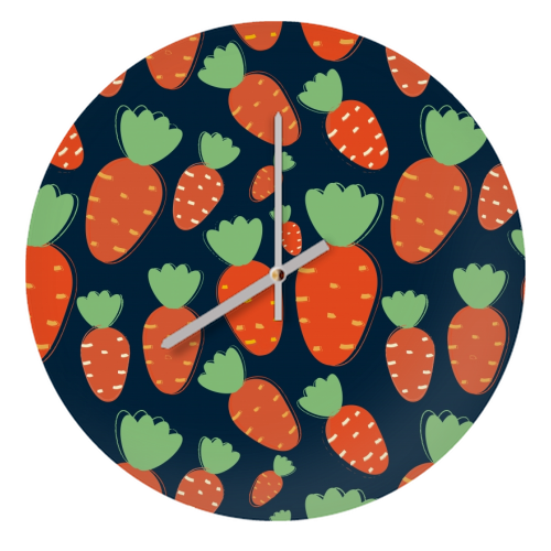 Carrots pattern - quirky wall clock by Ania Wieclaw