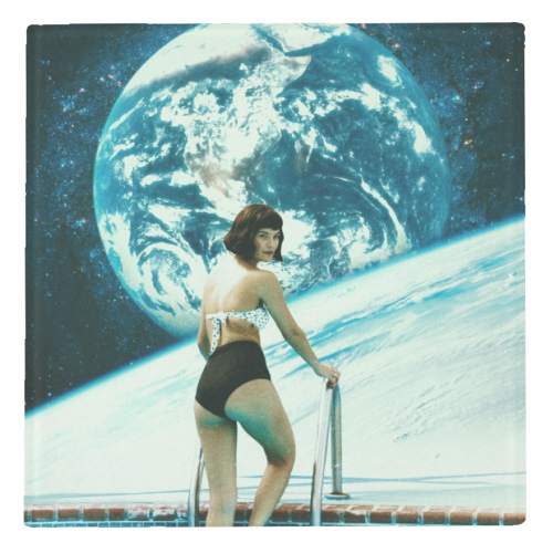 Space Babe - personalised beer coaster by taudalpoi