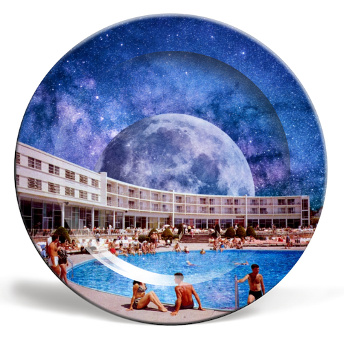 Galactic Pool - ceramic dinner plate by taudalpoi