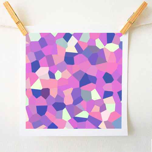 Pink Purple Blue and Yellow Mosaic - A1 - A4 art print by Kaleiope Studio