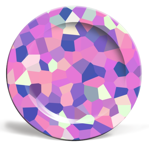 Pink Purple Blue and Yellow Mosaic - ceramic dinner plate by Kaleiope Studio