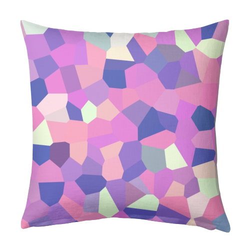 Pink Purple Blue and Yellow Mosaic - designed cushion by Kaleiope Studio