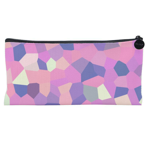 Pink Purple Blue and Yellow Mosaic - flat pencil case by Kaleiope Studio