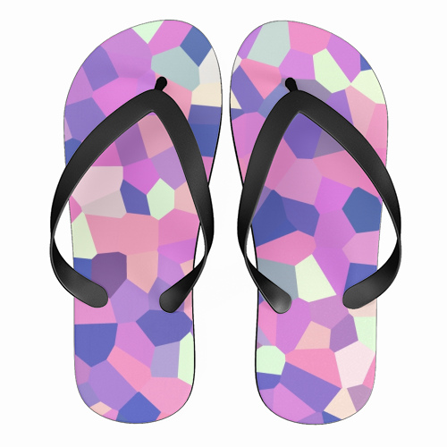 Pink Purple Blue and Yellow Mosaic - funny flip flops by Kaleiope Studio